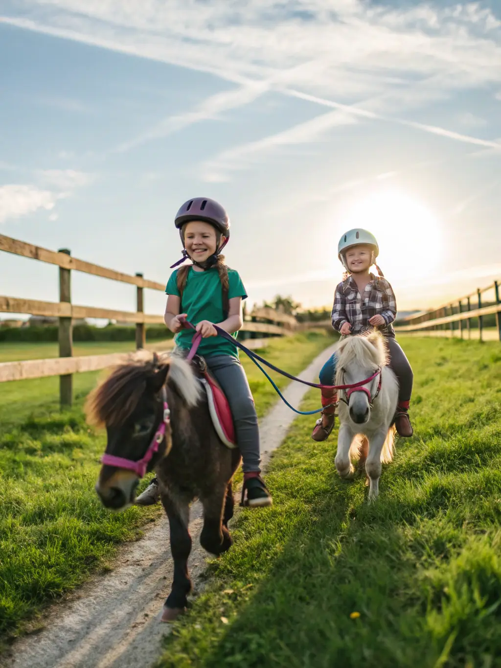 A vibrant image of children participating in a beginner's western riding lesson, highlighting the fun and educational aspects of learning horsemanship from a young age.